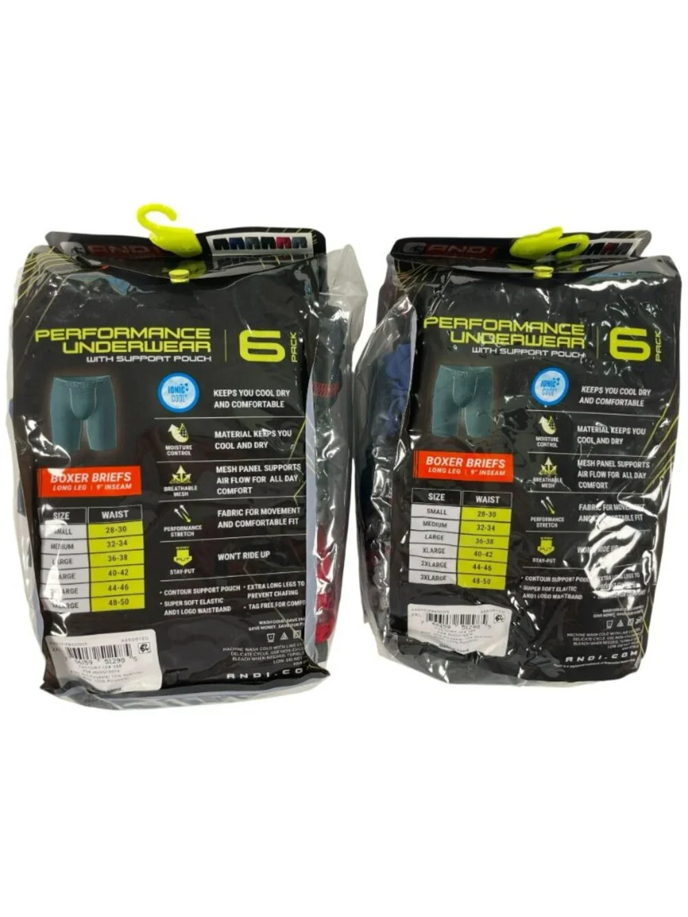 AND1 Pro Platinum Boxer Briefs LOT-OF-2 6-Packs 9